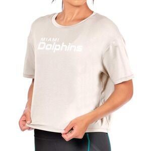 Certo Miami Dolphins Womens TShirt Cream Logo NFL Football Casual Top Size M NWT